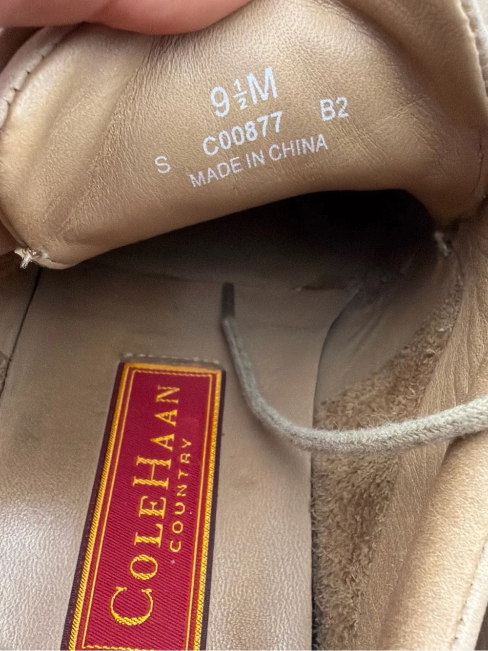 Vintage Cole Haan Country Men's Beige Nubuck Grained Leather Oxfords Lug Sole9.5